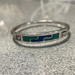 Alpaca silver Mexico with inlaid lapis and turquoise